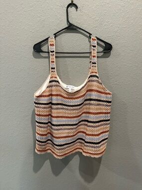 Jessica Simpson crochet knit striped tank top Sz 2X EUC